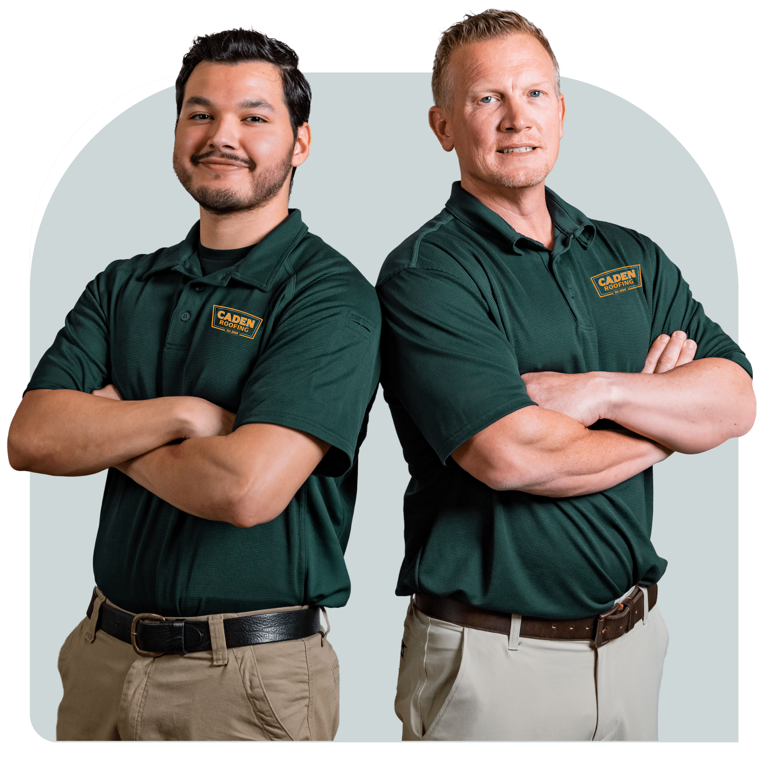2 Employees of Caden Roofing Standing Next To Each Other
